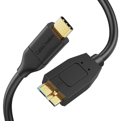 USB C Hard Drive Cable 4FT, USB 3.1 C to Micro B Cable 10Gbps, USB Micro B to USB C to Hard Drive Cable Compatible with Macbook Pro Air Galaxy S5 My Passport Elements Etc, 1.2M Black